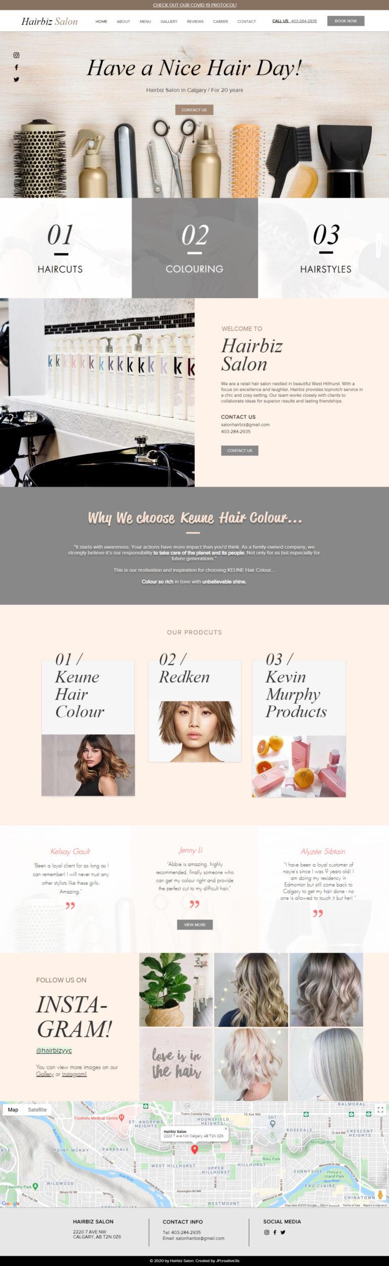 HairSalon Website Design - Home - JPcreative - Freelance Web Designer in Calgary