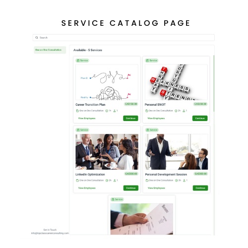 Career Coaching Services Catalog for Booking 1