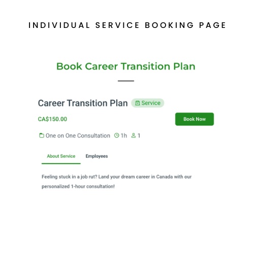 Service Specific Booking Page