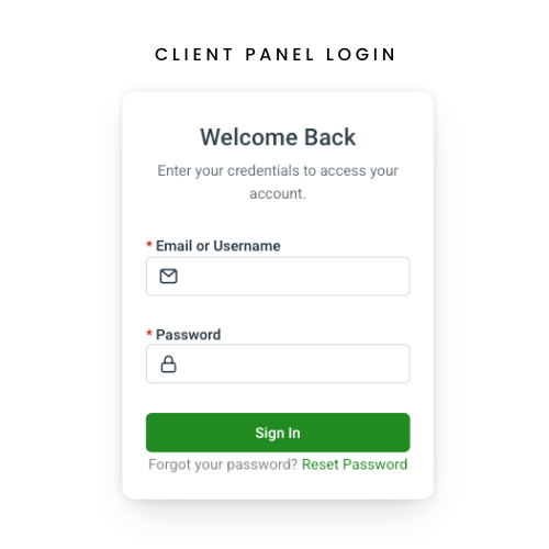 Career Coaching Website Functionalities - Client Panel Login