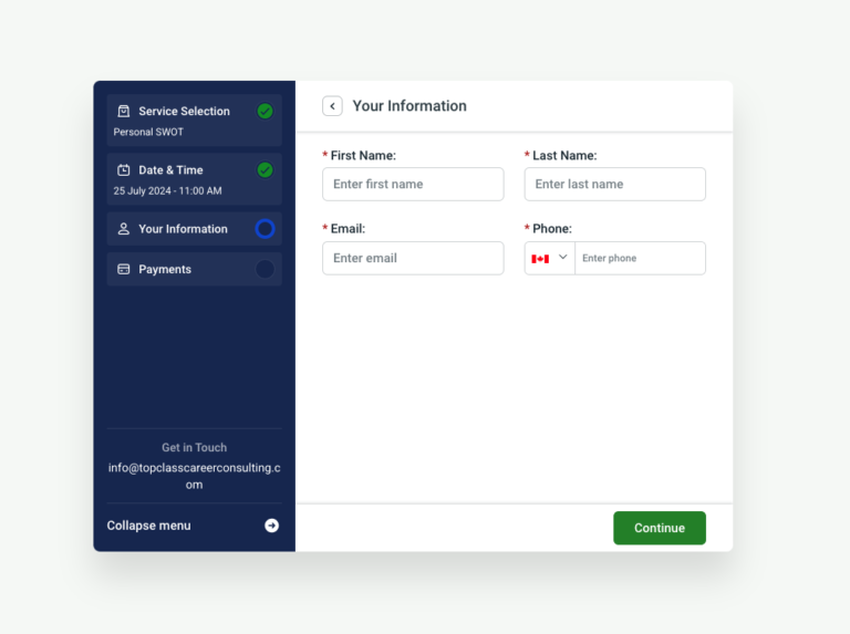 Booking Information Field