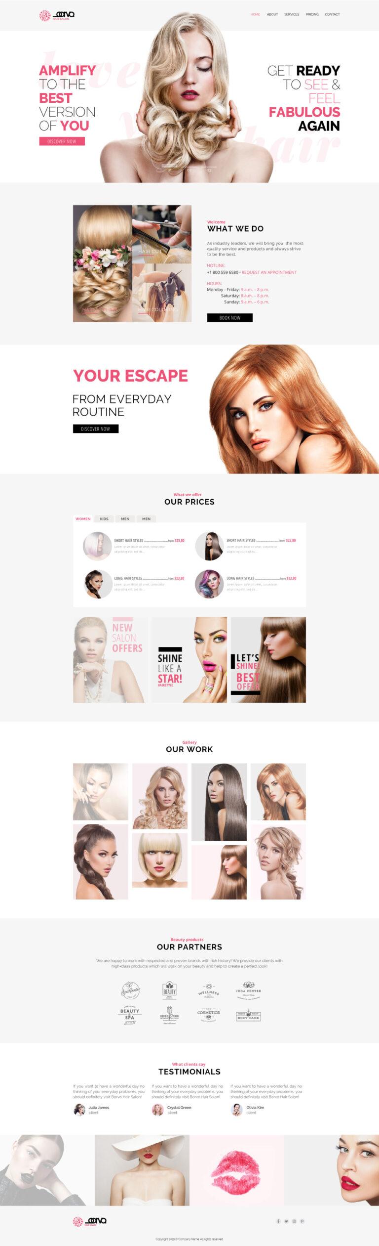 Hair Salon Theme Landing Page Design