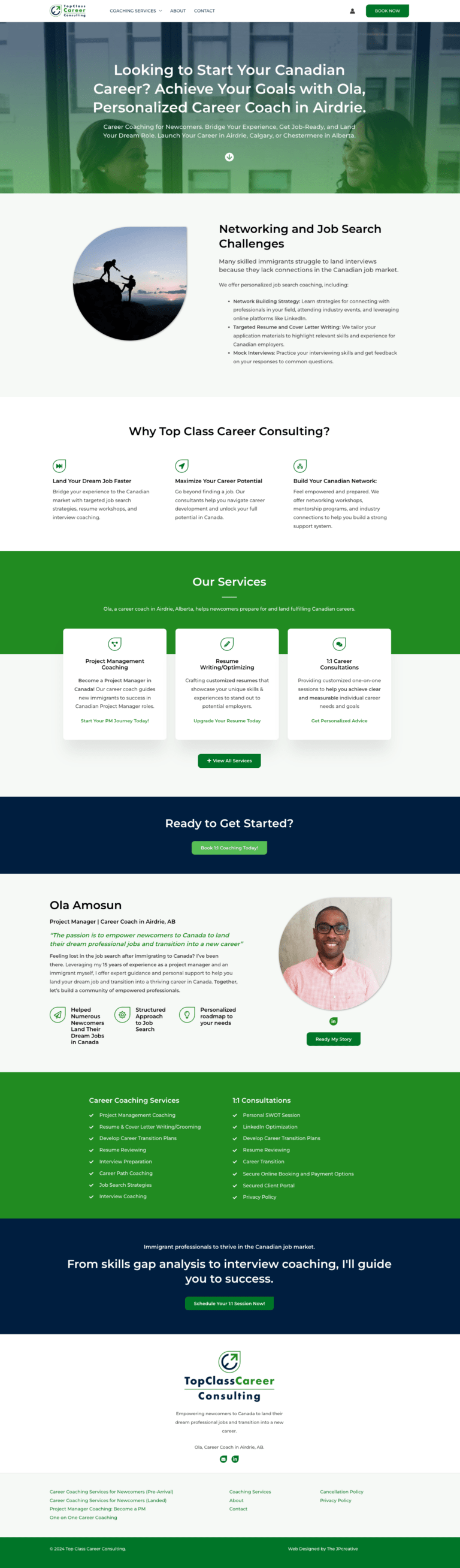 Career Coaching Website Design - Homepage - JPcreative - Website Designer in Calgary