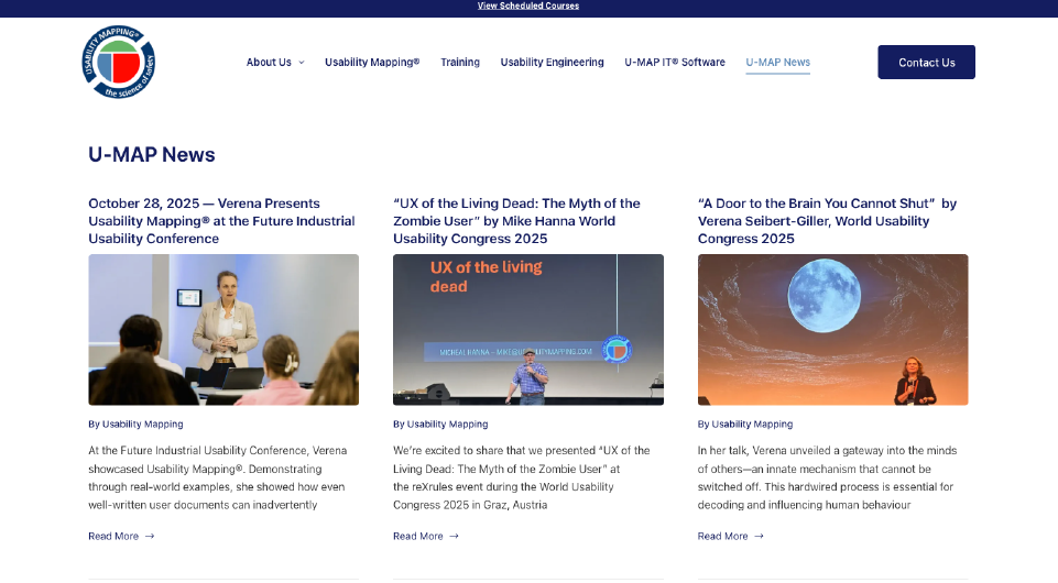 News Page Screenshot of Usability Engineering Website